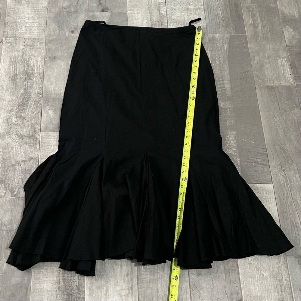 VTG Bisou Bisou Black Fit and Flare Mermaid Ruffle Handkerchief Hem Maxi Skirt L - Picture 4 of 9